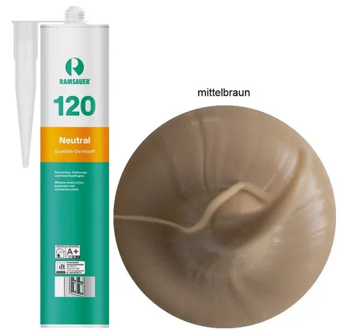 Ramsauer Dichtstoff Ramsauer 120 Neutral Silikon Dichtstoff 310ml Kartusche, gebrauchsfertig, UV- und witterungsbeständig, anstrichverträglich