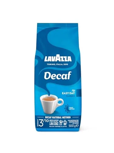 Lavazza, Decaf „My Easy Day“, Entkoffeinierte Kaffeebohnen, Ideal für schwarzen Kaffee & Latte, mit Aromanoten von Honig, 100% Arabica, Intensität 3/10, Mittlerer Röstgrad, 500 g