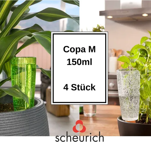 Scheurich Wasserspender Copa M | 8er Set Grün/Transparent - Bewässerungskugeln für Pflanzen, mit 150 ml Füllmenge und einfachem Handhabungssystem, ideal für optimale Pflanzenbewässerung bis zu 4 Tage.