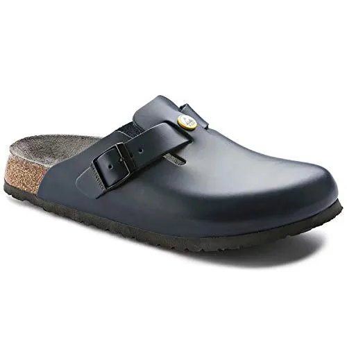 BIRKENSTOCK Herren Clogs Boston ESD Blau - ESD-gerechte Clogs mit anatomisch geformtem Kork-Latex-Fußbett, ideal für den Arbeitsalltag und individuell verstellbare Dornschnalle für perfekten Halt.
