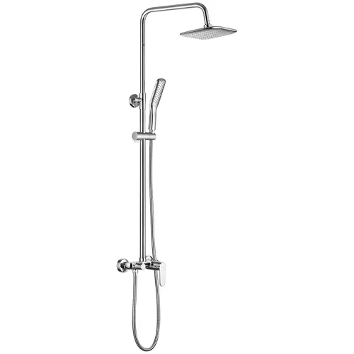 DIMA Duschset in Silber – Komplettes Duschsystem mit Regendusche - Modernes Duschsystem mit eleganter Regendusche. Aus hochwertigem Messing und Kunststoff, korrosionsbeständig und leicht zu reinigen. Ideal für jedes Badezimmer.