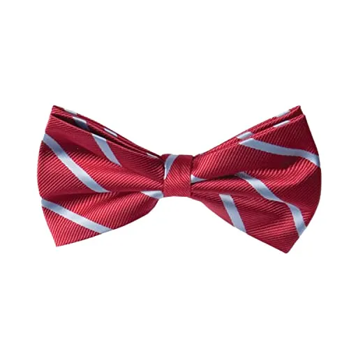 Fabio Farini - Gestreifte Fliege Herren vorgebunden & verstellbar, Querbinder für feierliche Anlässe, klassische Schleife Grau Rot