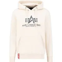 Alpha Industries Basic Hoodie für Männer, beige, Größe S - Herren-Sweatshirt aus hochwertigem, weichem Material mit Kängurutasche und stylischem Logo-Print auf der Brust – ideal für lässige Looks.