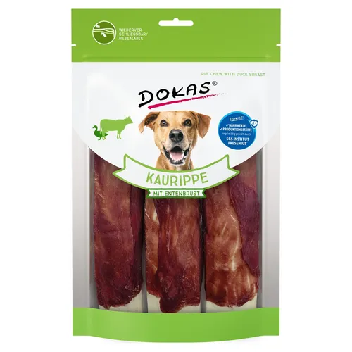 Dokas Kaurippe Ente 210 g - Knuspriger Kausnack mit Entenbrustfilet für Hunde, ideal als schmackhafte Belohnung