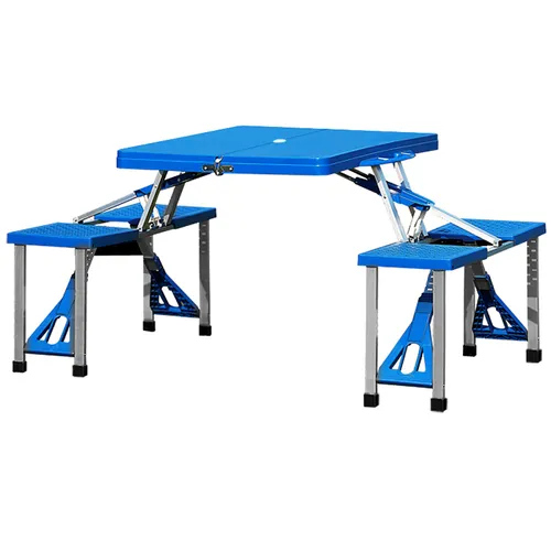 Casaria Campingtisch mit Stühlen und Schirmhalter - Camping-Möbel, klappbar und leicht, ideal für Outdoor-Aktivitäten mit Platz für 4 Personen und praktischer Sonnenschirmhalterung.