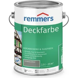 Remmers Deckfarbe dunkelgrau, 2,5 Liter - Beizen – Hochdeckende Wetterschutzfarbe für innen und außen, ideal für Holz und Zink mit exzellenter Haftung und UV-Schutz.