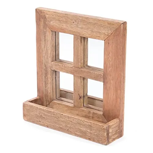 DESIGN DELIGHTS WANDSPIEGEL Vintago mit Ablage - Dekorativer Wandspiegel aus handgefertigtem Mahagoni Holz, mit praktischer Ablage für Utensilien. Ideal für Flur oder Badezimmer, jeder Spiegel ist ein einzigartiges Unikat.