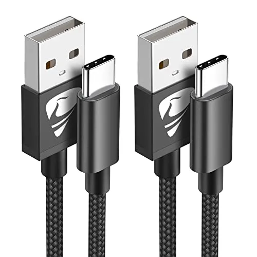 USB C Kabel, [2 Stück 2m] 3.1A USB C Ladekabel Nylon USB auf USB C Kabel