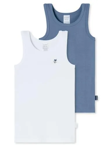 Schiesser Jungen 2 Pack Unterhemd Feinripp Bio Baumwolle Multipack - 100% Organic Cotton - Größe 92 bis 140