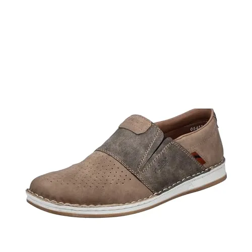 Rieker Herren Slipper 05455 - Bequemer Halbschuh mit Lochmuster, Größe 44 EU, Braun - Slipper & Loafer: Komfortabler Herren Slipper mit extra weitem Schnitt und flexibler RIRICON-Sohle für besten Tragekomfort und Luftzirkulation.