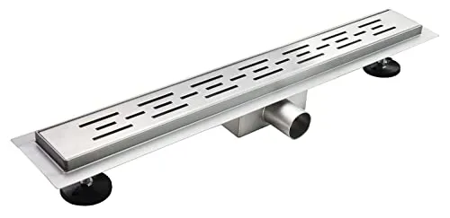 Aloni Duschrinne Standard 60cm - Elegante Duschrinne aus rostfreiem Edelstahl, ausgestattet mit einem einzigartigen Streifen-Muster für einen modernen Look – ideal für stilvolle Badezimmer.
