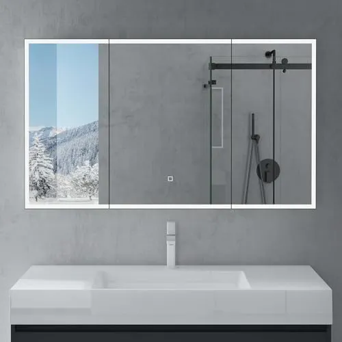 doporro Spiegelschrank mit Beschlagfreiem Spiegel – Wandschrank 120x15x70cm für Badezimmer in Anthrazit matt