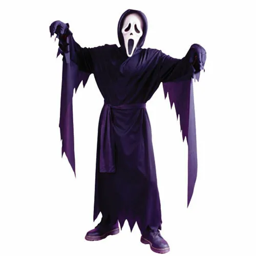 Scream Geist Gesicht Kinder Kostüm - Jungenkostüm für Halloween, lizenziertes komplettes Outfit in Schwarz, ideal für Gruselpartys und unvergessliche Halloween-Abenteuer.
