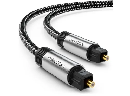 deleyCON deleyCON Toslink Kabel 2m Optisches Digital Audio Kabel Metallstecker Optisches-Kabel