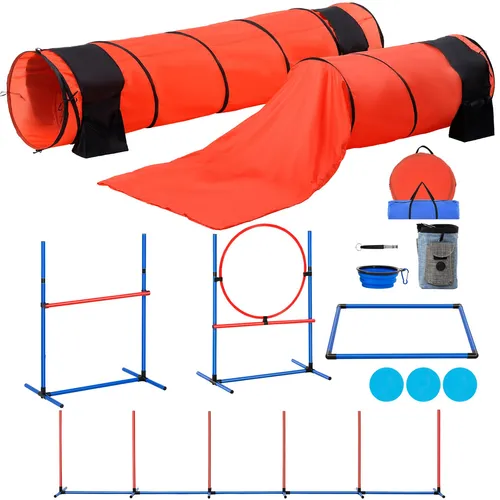 VEVOR 7-teiliges Agility Training Set - Hürden, 2 Tunnel und Ring, verstärktes Design für vielseitiges Hundetraining