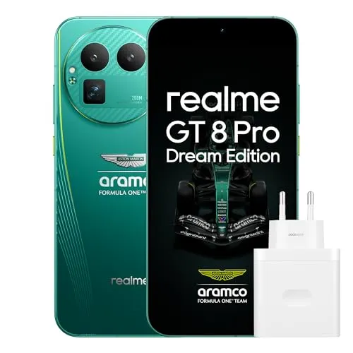 realme GT 8 Pro Smartphone 16GB+512GB, 200-MP-Teleobjektiv, Kamera mit RICOH GR-Technologie, Snapdragon 8 Elite Gen 5, 7000-mAh-Titan-Akku, 120 W Schnellladen, Aston Martin Green