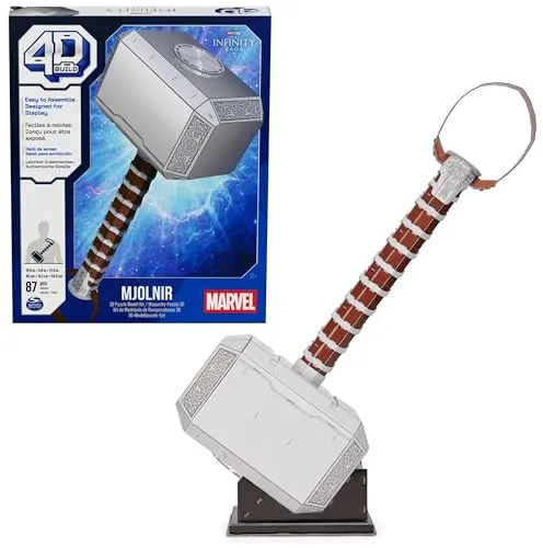 4D Build - Marvel Thor´s Hammer 3D-Modellbausatz - Schmuckbastelset für Kinder, detailreicher 3D-Modellbausatz aus hochwertigem Karton, ideal für Superhelden-Fans ab 12 Jahren und ohne Werkzeug einfach aufzubauen.