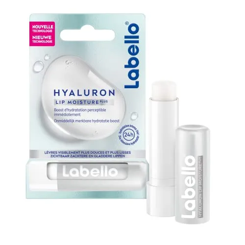 LABELLO Hyaluron Feuchtigkeitspflege (1 x 5,2 g), Lippenbalsam mit ultra-feuchtigkeitsspendender und auffüllender Formel, Hyalyronsäure Feuchtigkeitspflege für glatte Lippen