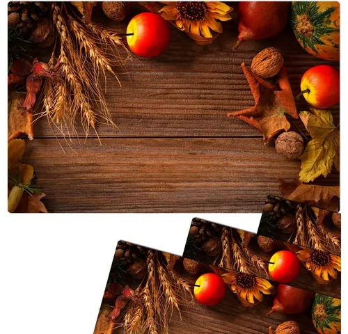 matches21 HOME & HOBBY Platzset Abwaschbare Tischsets 4er Set Landhaus-Stil Herbst-Ernte Holz-Optik, (4-St), Platzsets als Tisch-Untersetzer und Tisch-Deko für Esstisch Teller