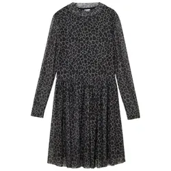 s.Oliver Junior Meshkleid für Girls schwarz 140 - Kinderkleidung mit blickdichtem Futter und stilvollem All-Over-Print, perfekt für modische Mädchen.
