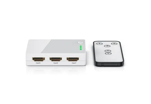 CSL Audio / Video Matrix-Switch, 3-Port HDMI Verteiler mit Verstärker, 3D, Full HD, inkl. Fernbedienung