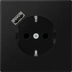Jung SCHUKO-Steckdose mit USB-Ladegerät Typ A (graphitschwarz matt) - Steckdosen & Zubehör – Integriertes USB-Ladegerät mit Schnellladefunktion und erhöhtem Berührungsschutz für sicheres Laden.