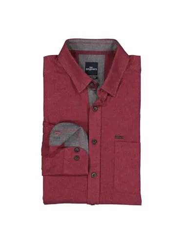 engbers Herren Herren Lnagarm-Hemd Uni, Feuerrot, 39321, Feuerrot in Größe L