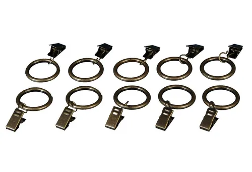 Liedeco Gardinenring, Gardinen, (Set, 10-St., mit Klammern), für Gardinenstangen Ø 16 mm