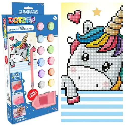 DIAMOND DOTZ DOTZIES 2593213 Original 5D Diamond Painting Set, Einhornbaby, DIY Diamant-Malerei mit Glitzersteinen, Diamanten-Bastelset für Kinder ab 6 Jahren, Beginner