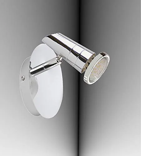 Trango 1-flammig 2001-018 LED Wandleuchte *ARIEL* in Chrom-Optik inkl. 1x 3 Watt GU10 LED Leuchtmittel I Deckenlampe I Deckenstrahler I Deckenspots I Leselampe schwenkbar und drehbar