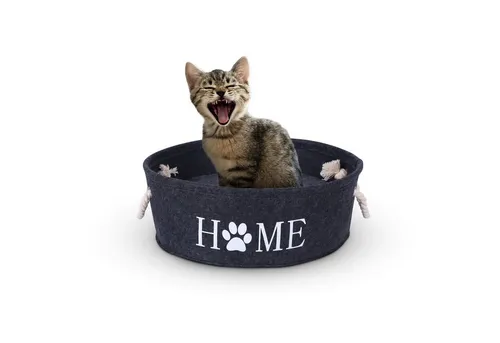Bestlivings Tierbett Katzenkorb Ø40cm + Kissen, Katzenbett - Katzenschlafplatz aus Filz, Filzbett für Katzen