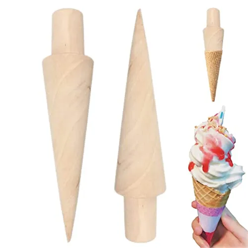 Stück Hörnchenformer Holz, Waffelkegel Roller, Waffelhorn Holz Eiswaffelformer, Waffel Hörnchen Former für die Herstellung von DIY-Waffeln und Eistüten 2