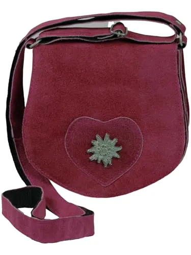 Harrys-Collection HC Damen kleine Trachtentasche mit Edelweiß, Farben:bordeaux