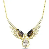 Dkeniz Anhänger mit Kette 925/- Sterling Silber vergoldet Zirkonstein & Engel Silberkette