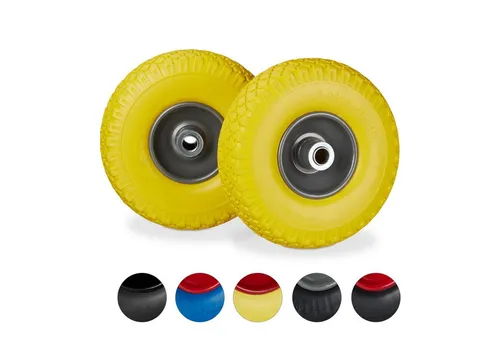 Relaxdays Sackkarrenrad 2X Set, gelb-grau