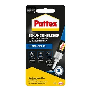 Pattex Sekundenkleber Ultra Gel 10g - Extra starker & flexibler Sekundenkleber für vielseitige Sofortreparaturen. Tropffreie Gel-Formel, stoß- und wasserresistent, ideal für Gummi, Leder und Holz.