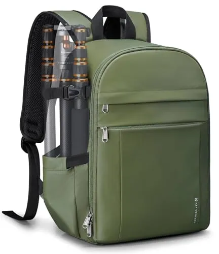 K&F CONCEPT Kompakter Fotorucksack mit Regenschutz | Leichter Kamerarucksack für DSLR & Alltag in Grün B19