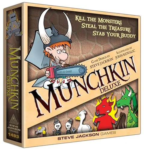 Asmodee Steve Jackson Games - Munchkin Deluxe - Munchkin Deluxe, das beliebte Kartenspiel für Spaß und Strategie, ideal für Spieleabende mit Freunden.