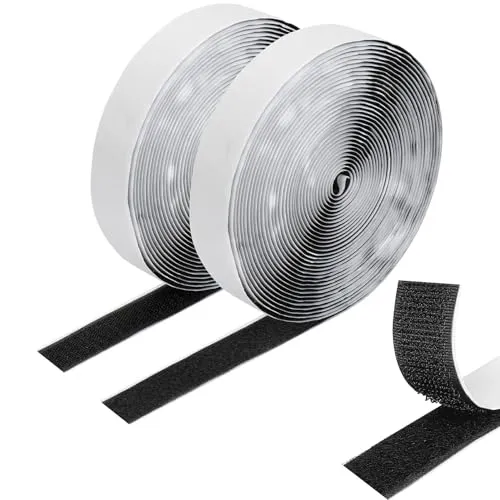 Klettband Selbstklebend, 20mm x 10m Klettverschluss Selbstklebend Extra Stark Für Wände,Tür,Kunststoffe,Boden,Gläser,Metalle, Schwarz