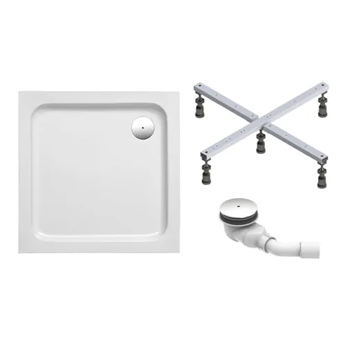 Produktbild Schulte Duschwanne Cala 90x90 cm – Hochwertige Sanitäracryl Duschwanne mit Fußgestell