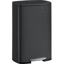 SONGMICS Mülleimer 50 L, luftdicht aus Stahl, silbern/weiß - Praktischer Mülleimer mit 50 Litern Kapazität, luftdicht und robust aus Stahl. Ideal für die Küche, sorgt für eine saubere und geruchsfreie Umgebung.
