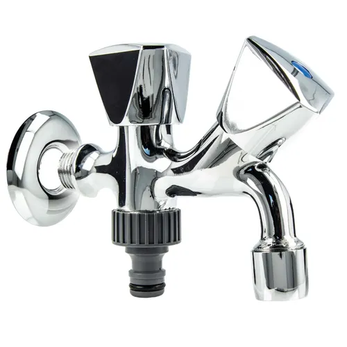 tecuro Kombi-Auslaufventil 1/2 Zoll mit GA und Wandrosette - Bad- & Duscharmaturen: Hochwertiges Auslaufventil mit zusätzlichem Geräteanschluss für Waschmaschinen oder Gartenschläuche, ideal für vielseitige Anwendungen.