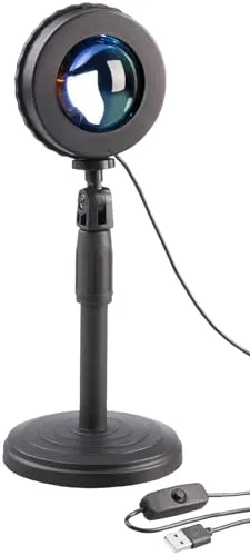 PEARL Sonnenuntergangslicht: LED-Sonnenuntergangsleuchte, Teleskop-Ständer, USB (Sonnenuntergang Projektionslampen, Sonnenuntergangs Tischlampe, Projektor)