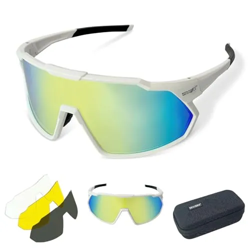 TWO-X Sportbrille Speed verspiegelt Laufbrille Fahrradbrille Rad-Sonnenbrille Half Weiss Gold