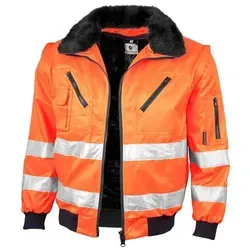 Qualitex® Pilotenjacke 3in1 Warnschutz, orange - Größe S - Arbeits- & Schutzkleidung mit hohem Tragekomfort, abnehmbarer Faserpelz-Weste und Thermofutter-Ärmeln, ideal für kühle Umgebungen.