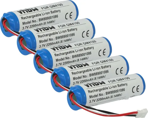 vhbw 5x Akku kompatibel mit Datalogic Gryphon GBT4430, GBT4100-HC, GBT4400, GBT4130, GBT4100-BK, GBT4100 Barcodescanner POS (2200 mAh, 3,7 V, Li-Ion)