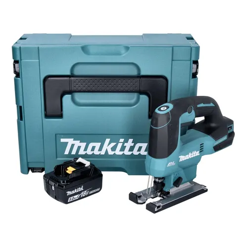Makita DJV 184 T1J Pendelhub Stichsäge - Sägen - Leistungsstarke 18 V Akku-Stichsäge mit 5 Ah Lithium-Ionen-Akku, ideal für präzises Arbeiten in Holz, Kunststoff und Metall.