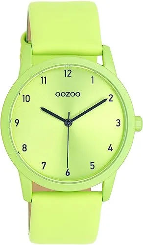OOZOO Quarzuhr mit neongrünem Lederarmband in grün von OOZOO