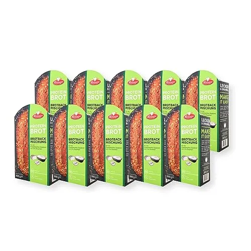 BIELMEIER KÜCHENMEISTER Brotbackmischung Proteinbrot 10 x 300 g I Brotbackmischungen für Brotbackautomat & Ofen I Brot mit Backmischung leicht gemacht