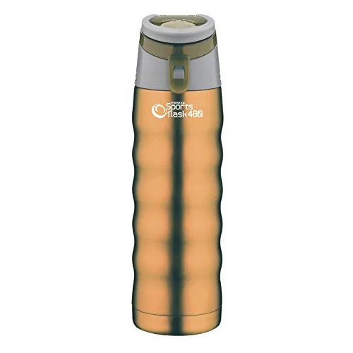 Pioneer Sport-Isolierflasche aus Hochwertigem Edelstahl 480 ml, Doppelwandige Vakuumtechnik 24 Stunden Kühl 8 Stunden Heiß 100% Auslaufsicher BPA Frei - Bronze
